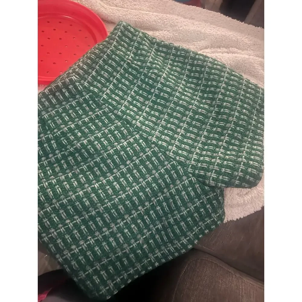 New English Factory Green Metallic Tweed Jacket Shorts 2 Piece Set NWT Size S